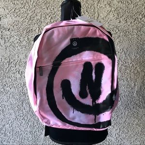 NWT- Neff pink tie dye smiley face backpack.